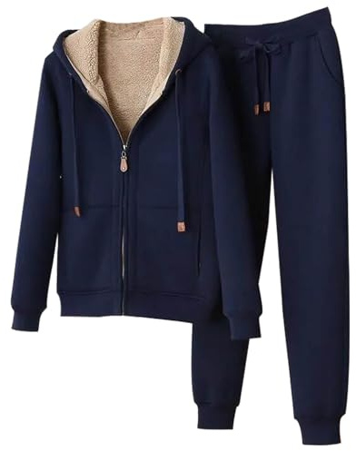 KHIRVWL Tuta Donna Sportiva 2 Pezzi Leggero da Ginnastica Autunno Inverno Curvy Jogging Tracksuit Fitness Felpa Donna con Cappuccio e Pantalone Palestra Donna Tuta Causal da Tinta Unita per Fitness