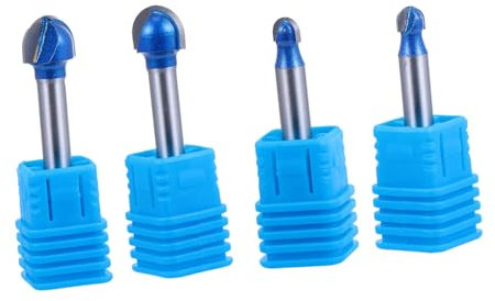 Hemobllo Woodworking Router Bit Set 4pcs Carbide Round Nose Trim Router Bit for Level Thin Cutting