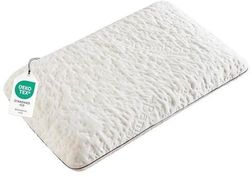 MEFOPILO Memory Schaum Kissen zum Schlafen 70x40x15 cm, Atmungsaktiver Kissenbezug aus Bambus, viscoelastisches Kopfkissen, Ergonomisches nackenstütz Kissen, Rücken-, Bauch-, Seitenschläfer, weiß