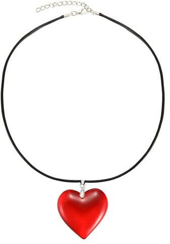 FEZTGVOFA Red Heart Necklace, Red Heart Pendant Necklace, Chunky Hearts Necklaces, Reds Glass Hearts Pendant Necklaces, Adjustable RedsNecklacess, to Match with Any Outfit Versatile and Fashionable