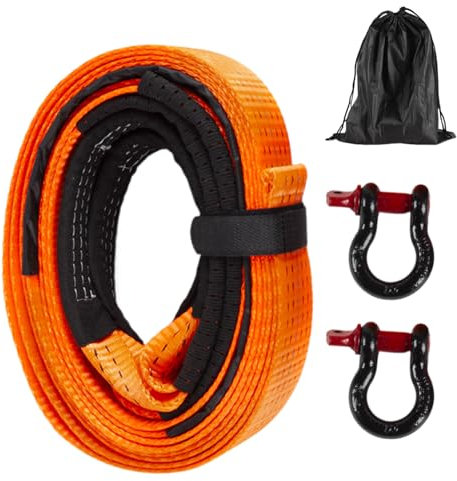 Abschleppseil, Abschleppgurt-Haken, 500 cm, U-Haken aus A3-Stahl, strapazierfähiges Polyester-Material, stabiles Autozubehör für LKW, ATV, Straßenrand, Seilwinde, Verlängerung, Zubehör