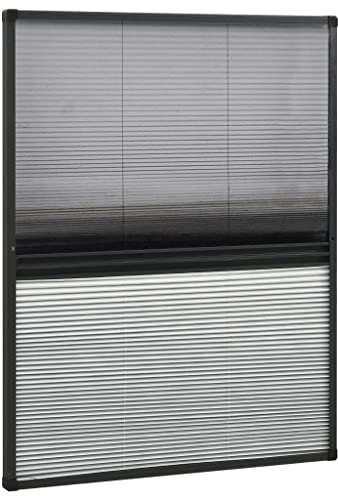 Moustiquaire Enroulable pour Fenêtre de Toit, Moustiquaire plissée pour fenêtre Aluminium 80x100 cm et auvent