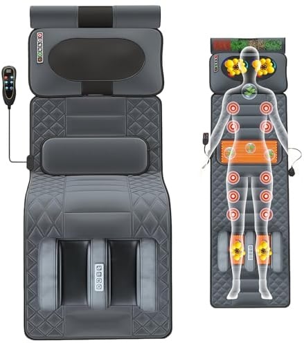 TAZZOR Massagematte, Ganzkörper, mit Wärme, 9 Modi, für Zuhause | Abnehmbare Kopf- und Fußmassage; einstellbare Geschwindigkeit.