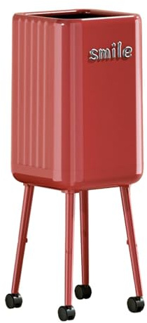 KiBcsLic Tall Waste Bin with Wheels, Open Access, Large Capacity, Multifunctional Bin for Kitchen And Living Room, red