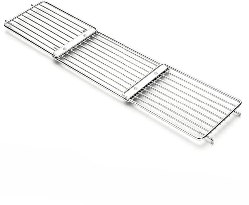 Denmay 40-94cm Universal Edelstahl Warmhalterost für Gas-/Holzpellet-/Grill-/Smoker-Grill, Verstellbarer Warmhalterost Ersatzteil für Weber, CharBroil, Nexgrill, Pit Boss, Verstellbare Länge