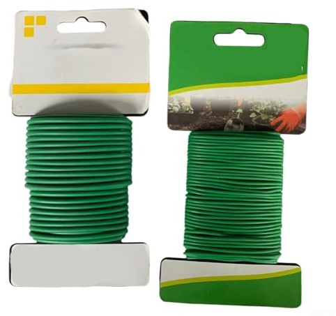 Lot de 3 câbles de 5 mm x 20 m et 2 câbles de 5 mm x 10 m avec gaine de protection en caoutchouc, conçus pour soutenir les plantes et les liaisons et organiser