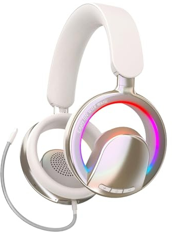 Xmenha Open-Back Gaming Headphones with Detachable Mic | Bluetooth Over Open Ear Headset with Microphone On Ear Computer Headphones for Games Breathable Fit & Lightweight Comfort