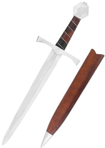 Battle-Merchant Mittelalterdolch mit Scheide, reguläre Ausführung Echt Metall Für Erwachsene