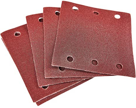 Amtech V4050 P120 Hook and Loop Square Sheets 10 Piece Set, 110mm x 100mm Sanding Paper, 240 V, Clear, 110 x 100mm