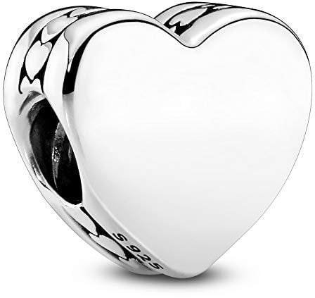 PANDORA Moments Gravierbares Herz Charm aus Sterling Silber, Kompatibel Moments Armbändern, 792015