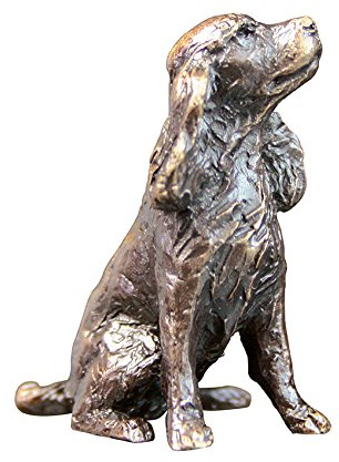 Richard Cooper & Company Solid Bronze Miniature Spaniel, Rich Brown Chestnut Patina, 2.2 x 2.4 x 3.5 cm