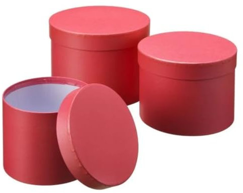 OASIS Symphony Lined Flower Hat Boxes - Set of 3 - Red Matte Finish