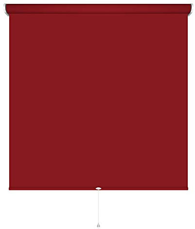 Rollo Springrollo Mittelzugrollo 14 Farben Breite 62 bis 202 cm Länge 180 cm Bedienung Mittelzug Stoff blickdicht lichtdurchlässig Fenster Sonnenschutz Blendschutz (152 x 180 cm / Dunkelrot, Rot)
