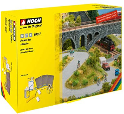 NOCH Perfekt-Set „Straße“, mit Straßenbau-Strukturfarbe und -Roller, ideal für die Spurweiten H0, TT, N