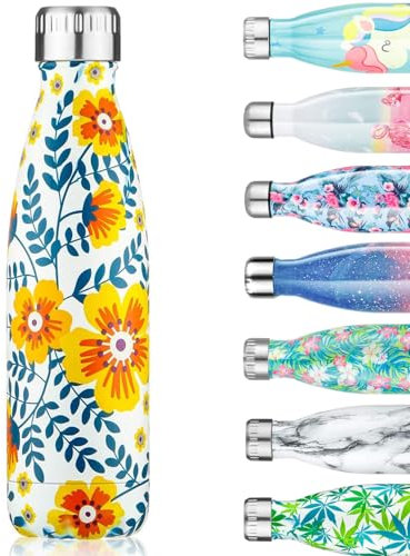 Bottiglia Acqua in Acciaio Inox - 350/500/750ml, Borraccia Termica Isolamento Sottovuoto a Doppia Parete per 24 Ore Freddo & 12 Caldo, Senza BPA, Borracce per Bambin, All'aperto, Palestra, Scuola