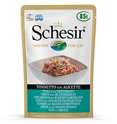 Schesir Cat Jelly Thunfisch mit Sardelle, Katzenfutter nass in Gelee, 20 Beutel x 85 g