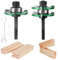 KOWOOD Pro Nut- und Feder-Set, 2 Stück, 1/4-Zoll-Schaft, Fräser-Set, 3 Zähne, verstellbar, T-Form, Holzfräser