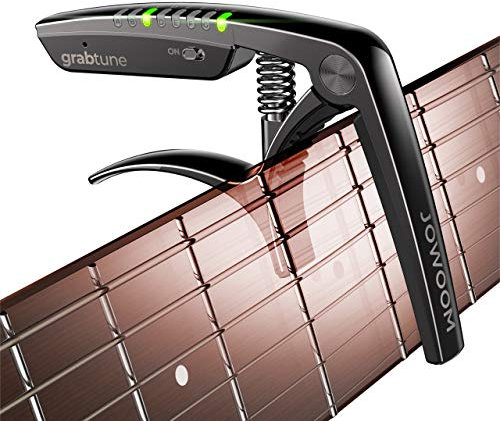 JOWOOM Grabtune Capo-accordeur pour guitare acoustique | Équipement 2 en 1 | Système d'accordage précis et précis | Écran LED coloré | Batterie rechargeable USB | Placage chromé (noir)