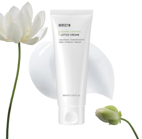 Rovectin Clean Lotus Wassercreme, 60 ml | 75 % Lotuswasserextrakt, Niacinamid, vegan, leichte Feuchtigkeit, beruhigt empfindliche Haut, keine fettigen Rückstände