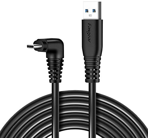 Fasgear - Cable USB 3.0 a tipo C de 4m, 90 grados, diseñado para Link, transferencia de datos de 5Gbps, cable de sincronización y carga rápida 3A para teléfonos y juegos de PC (4m, Negro)