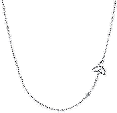 EVER FAITH Halskette 925 Sterling Silber seitlich Irish Dreieck keltischer Knoten Choker Kette mit Rund CZ Solitaire für Damen Mädchen