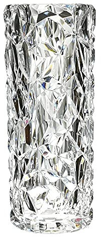 Vase en plastique incassable incassable pour décoration d'intérieur, vase épais en cristal transparent pour fleur en forme de diamant comme du verre, grande taille, vase pour fête de mariage, 29 cm de