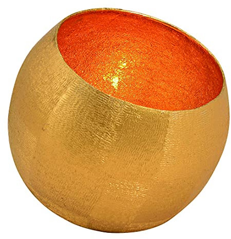 G. WURM Windlicht Metall goldfarben | Deko Wohnzimmer modern | 15 x 15 x 15 cm (LxBxH)