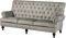 MASSIVMOEBEL24.DE | Chesterfield Sofa 3-Sitzer aus Echtleder #207 | aus echtem Büffel-Leder - Grau | 196x84x94 cm | mit Nieten | Couch Polstercouch 3er Sitzer
