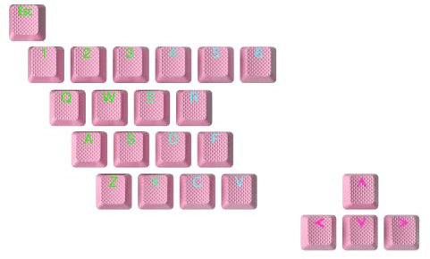 Ranked Gummi-Tastenkappen-Set | Doppelschuss Durchscheinend | OEM-Profil für Mechanische Gaming-Tastatur (Prism Pink , 23 Tasten )