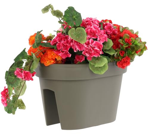 botle Jardinière Ovale pour Balcon - 39,5 cm - 12,3 l - Pierre Grise