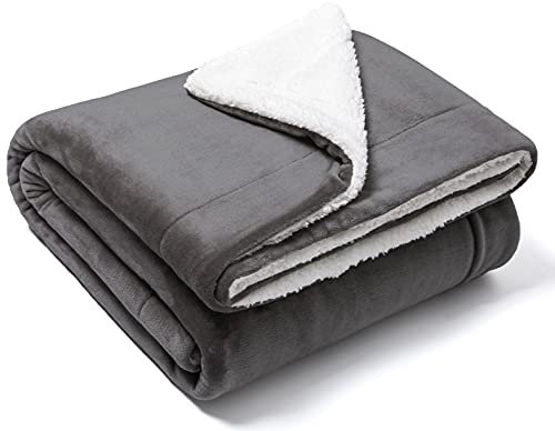 FARFALLAROSSA Couverture Bébés Flanelle 160 x 210 cm - Plaid Enfant Epaisse Douce Et Chaude - Plaid Haute Qualité - Gris Clair/Blanc