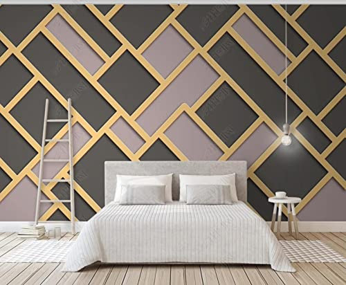 Fototapete 3D Tapete Abstrakte Geometrische Goldene Linien Foto Tapeten Wand Tapeten Vliestapete Modern Wandbilder Wohnzimmer