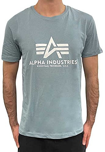 Alpha Industries Herren Camiseta Basic para Hombre Kurzarm Shirt, Greyblue,