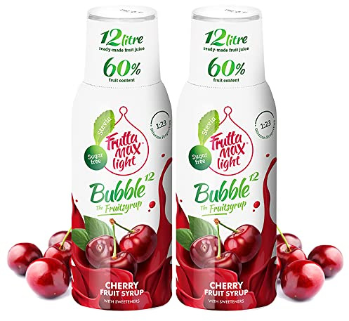 FruttaMax Sirop de Griotte Sans Sucre – 60% de Fruit Réel | Sirop à Faible Teneur en Calories pour Sodas, Cocktails & Desserts – 2 x 500 ml