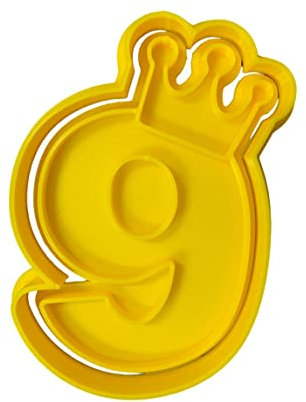 The Cookie Cutter Hub 9cm Crown Number 9 Cookie Cutter and Matching Embosser for Cookies Biscuits Clay Baking Decoration