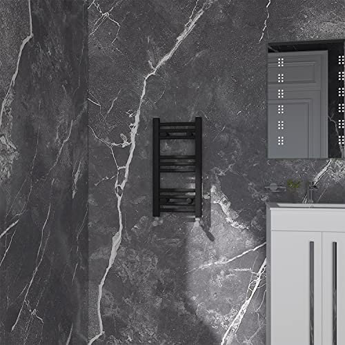 NRG Black Straight Central Heating Towel Rail Bathroom Heated Rad Radiators Ladder Warmer - 600×300mm