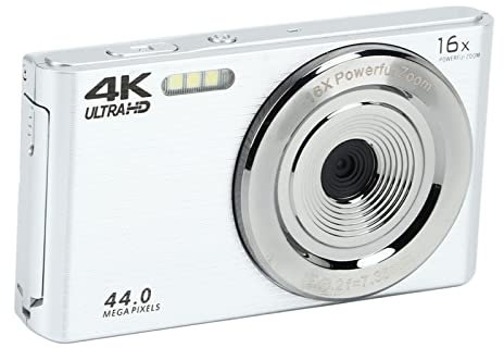 Digitale Videokamera 4K 44MP Full HD 2,8-Zoll-Bildschirm 16-Fach Digitalzoom-Kamera Stoßfester HD-Videokamera-Camcorder für die Fotografie (Silber)