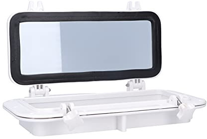 Oblò per barca, finestra rettangolare con vetro temperato per yacht e - 15-3/4 x 7-7/8 pollici - Telaio in ABS resistente