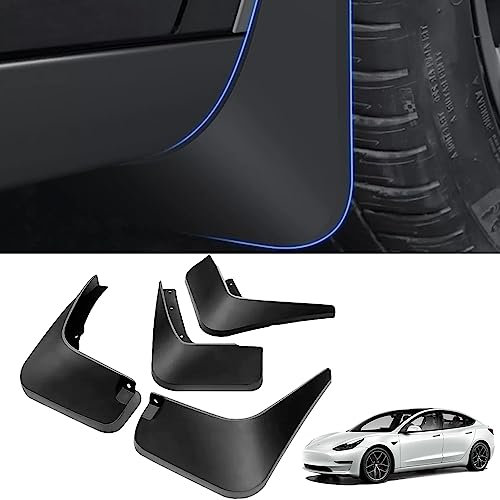 KKTR-CAR per Tesla Model 3 Paraspruzzi, Paraspruzzi Auto, Parafanghi Ruota Anteriore Posteriore Con Viti, Nessuna Foratura Richiesta, 2021 2022 2023 Model 3 Parafango Accessori (Model 3)