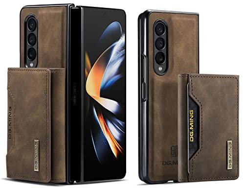 UDBKKDX 2 in 1 Handyhülle für Samsung Galaxy Z Fold 3, abnehmbare Brieftasche und magnetische Adsorption Hülle Mattes Leder Ständer case Cover