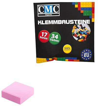 CMC imports 100 x Klemmbausteine Fliesen Tiles Bausteine 1x1 Noppen Kompatibel 34 Farben freie Farbenwahl (970 - Hell -Rosa)