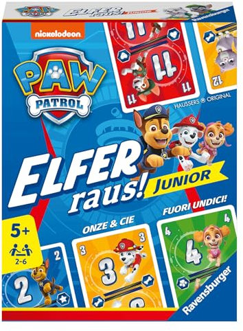 Ravensburger 20953 PAW Patrol Elfer Raus! Junior - Einfaches Kartenspiel für 2-6 Spieler ab 5 Jahren