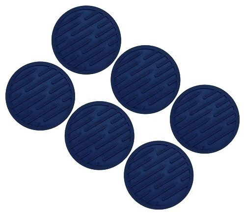 uxcell Lot de 6 dessous de verre en silicone pour boissons, dessous de verre ronds antidérapants et résistants à la chaleur, pour bar, club, bureau, table basse (bleu foncé)