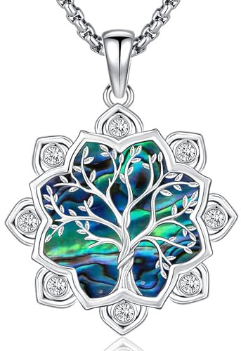 Baum des Lebens Kette Silber 925 für Damen - Lebensbaum Anhänger Halskette Schmuck für Frauen