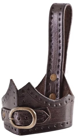 Ulfberth Trinkhornhalter aus Leder mit Prägung, Braun, Gr. L 0,4 l - 0,9 l
