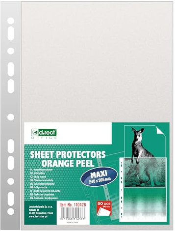 D.RECT 50 Stück Prospekthüllen, Dokumentenhüllen, 90 µm/Mic/Mikron Stärke: 0,090 mm, 240x350 mm, genarbt