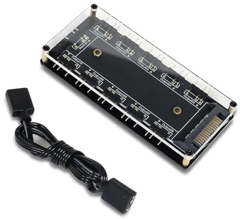 HATMINI 5V 3Pin ARGB LED Hub, 10 Way 5V 3Pin RGB Splitter Controller with Acrylic Shell and 3M Adhesive, Expands Motherboard ARGB Interface to 8 Channels, Compatible with Desktops and Servers