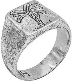 HG HAZE & GLORY Ring Herren aus 925 Sterling Silber, Schmuck Männer, Silberring oxidiert, Palme, Tropicalization