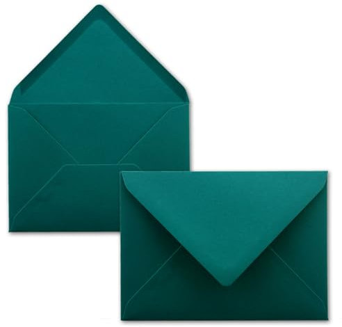 50x Briefumschläge B6-17,5 x 12,5 cm - Petrol - Nassklebung mit spitzer Klappe - 120 g/m² - Für Hochzeit, Gruß-Karten, Einladungen