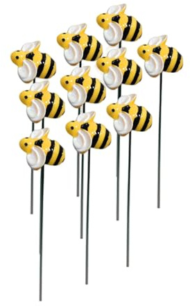 F Fityle 10 Stück Bienen-Gartenstecker, Gartendekoration, Kunstharz, Hof-Kunstornamente, Geschenke, Bienen-Skulptur, Terrassenstecker für Rasen, Frühling,
